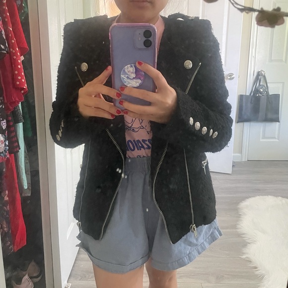 Zara Black Tweed Jacket/Blazer - Picture 4 of 4